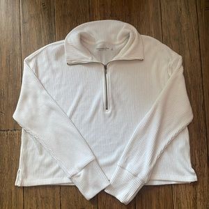 Abercrombie Cozy Ribbed Quarter-Zip Pullover Sweater